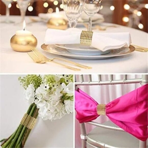 100pcs Napkin Rings, Gold Napkin Rings Buckles for Table Decorations, Wedding - Picture 4 of 7